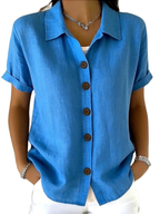 Anamartinezmadrid Débora | Blusa Holgada de Manga Corta con Botones – Azul – photo 4