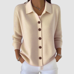 Anamartinezmadrid Iria | Cárdigan de Punto con Cuello Camisero y Botones – Albaricoque – photo 5
