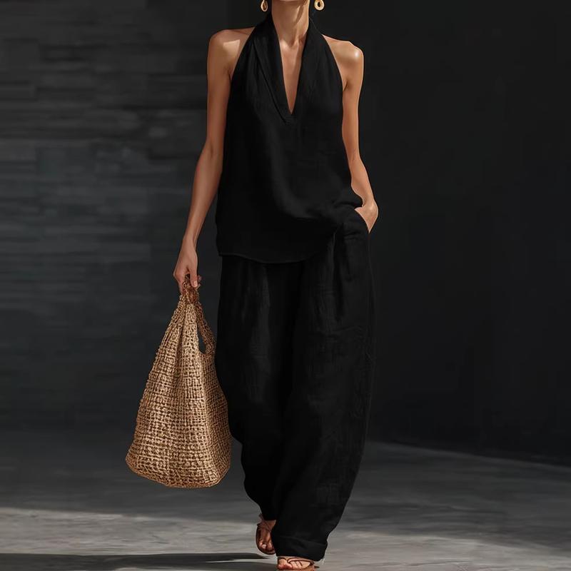 Anamartinezmadrid Ainhoa | Conjunto de dos piezas con textura de lino – Negro – photo 5