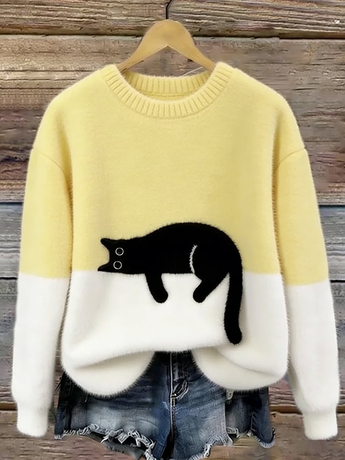 Silvana Vitali Ana - Jersey Elegante con Diseño de Gato – Amarillo – photo 7
