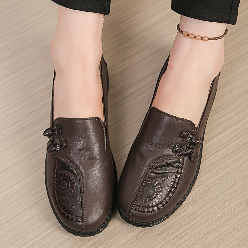 Anamartinezmadrid Josefina | Mocasines Blandos con Medallón Floral y Lazada – Marrón Oscuro – photo 2