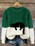 Silvana Vitali Ana - Jersey Elegante con Diseño de Gato – Verde – photo 4