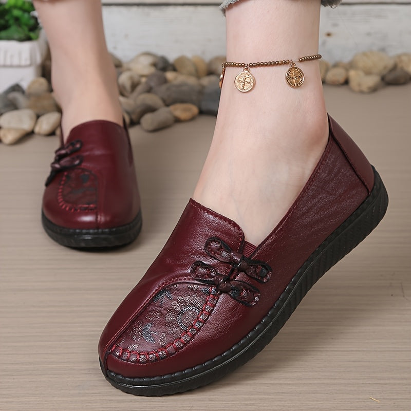 Anamartinezmadrid Josefina | Mocasines Blandos con Medallón Floral y Lazada – Burdeos – photo 3