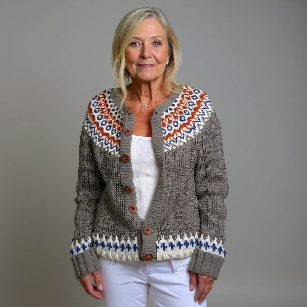 Anamartinezmadrid Luna | Cárdigan de Punto Nórdico con Canesú Jacquard – photo 3