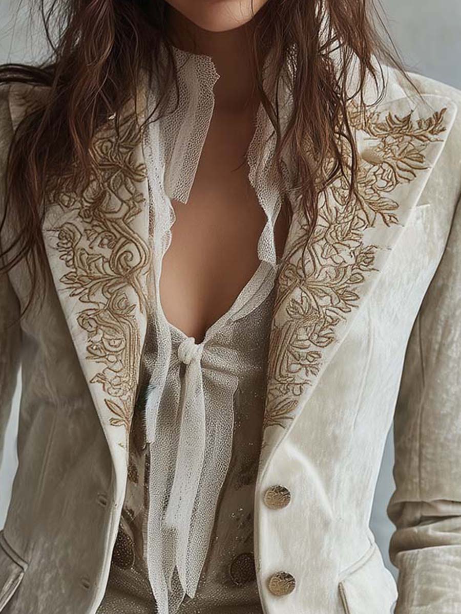 BIANCA MÓDENA Mercedes ⎸ Blazer Bordado en Color Marfil – photo 4