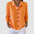 Anamartinezmadrid Iria | Cárdigan de Punto con Cuello Camisero y Botones – Naranja