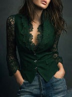 Jeanne Paris Teresa ⎸ Blazer con Mangas Semitransparentes – Verde Oscuro – photo 4