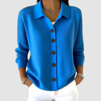 Anamartinezmadrid Iria | Cárdigan de Punto con Cuello Camisero y Botones – Azul – photo 6