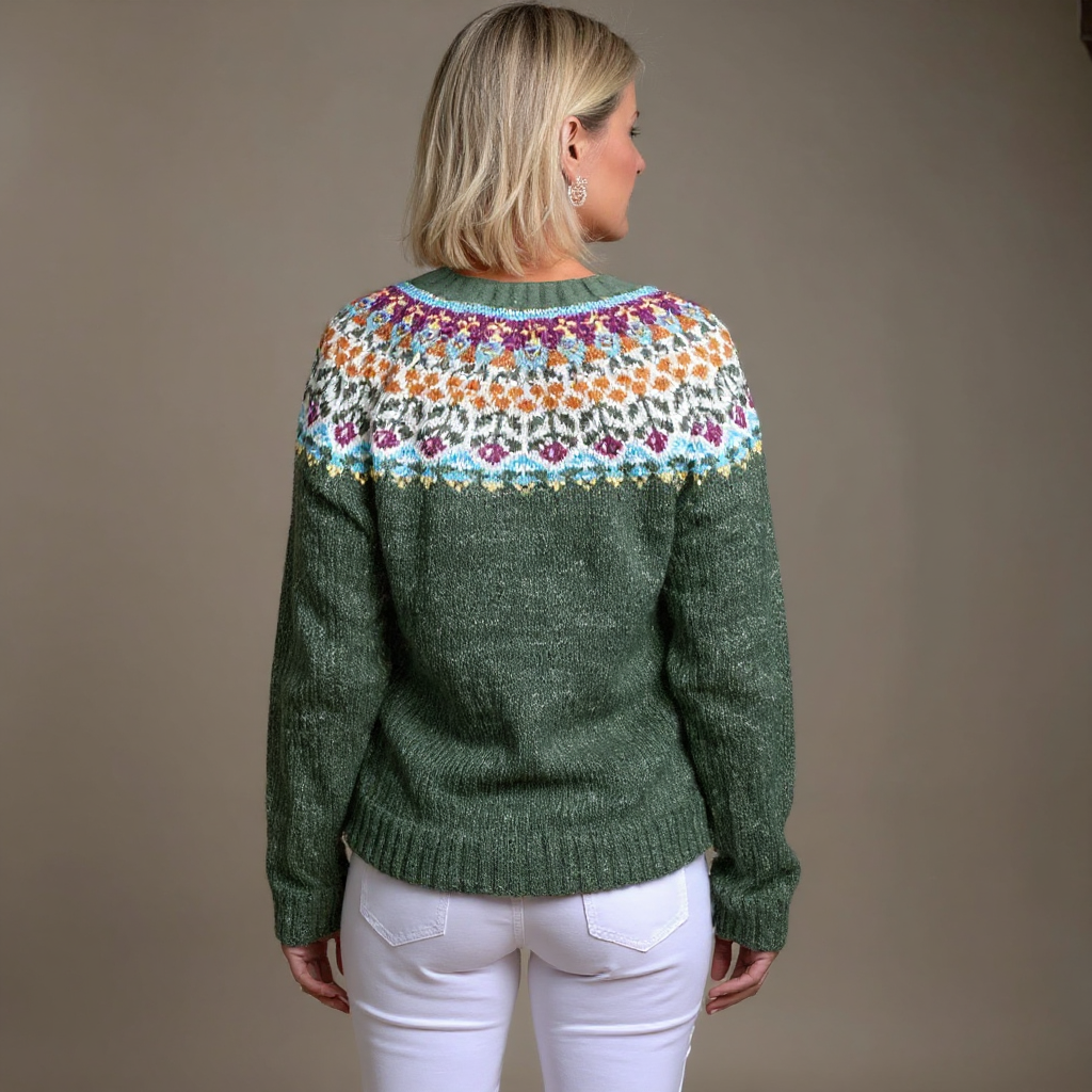 Anamartinezmadrid Juana | Cárdigan de Punto Fair Isle con Canesú Tejido – photo 2