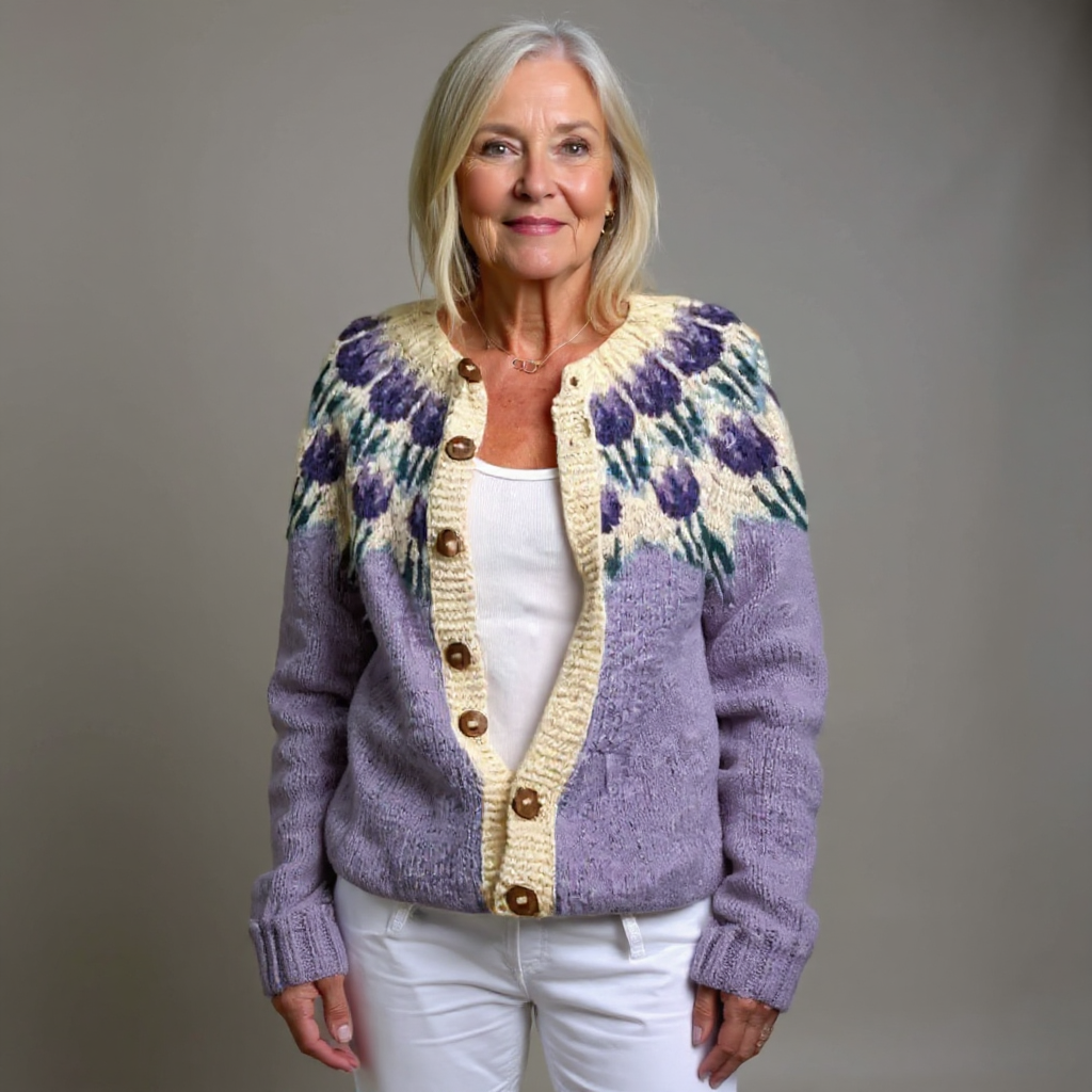 Anamartinezmadrid Nélida | Cárdigan de Punto Folk con Canesú Estampado – photo 3