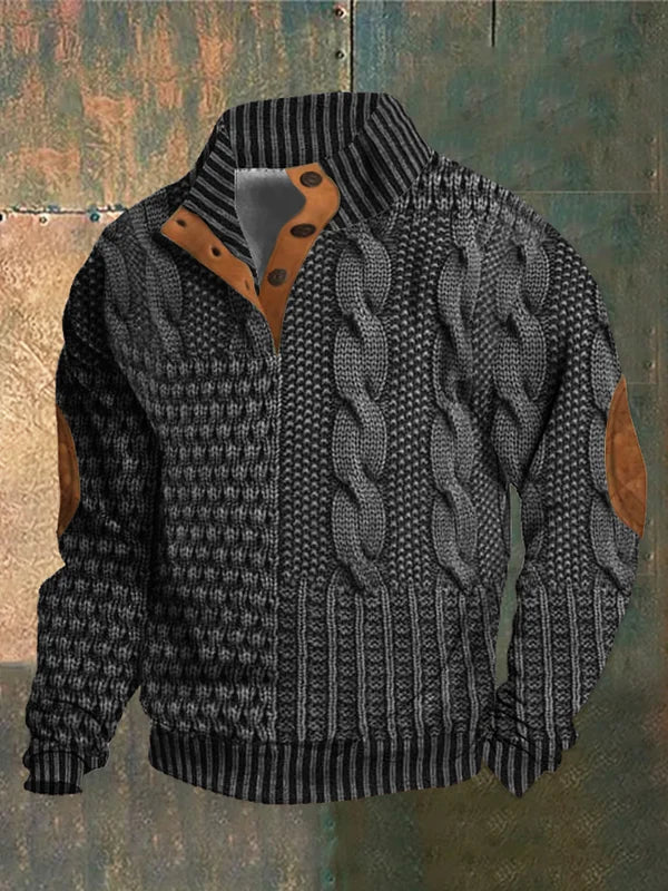 Marina Roca FÉNIX | Jersey patchwork de punto trenzado – Carbón – photo 10