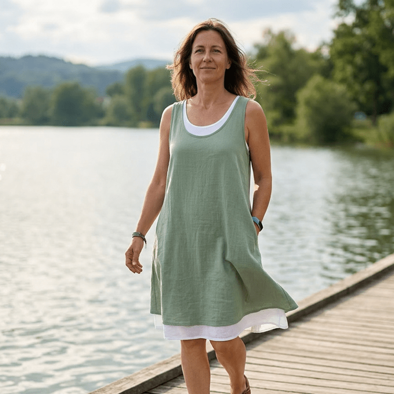 Nora | Vestido Dos Piezas de Tirantes, Corte Amplio y Cómodo - Carmen Teruel