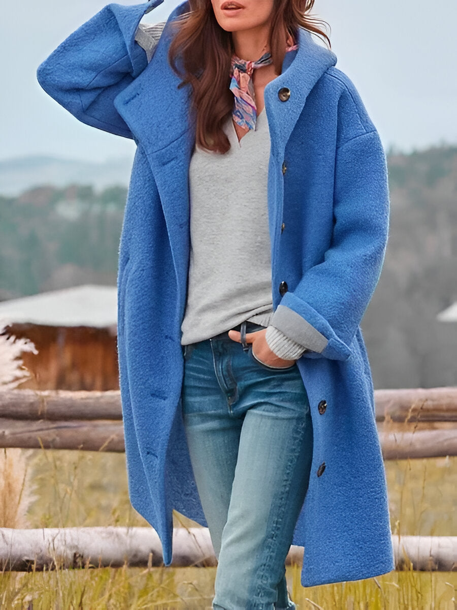 Marina Roca NILA | Abrigo largo con capucha – Azul – photo 6