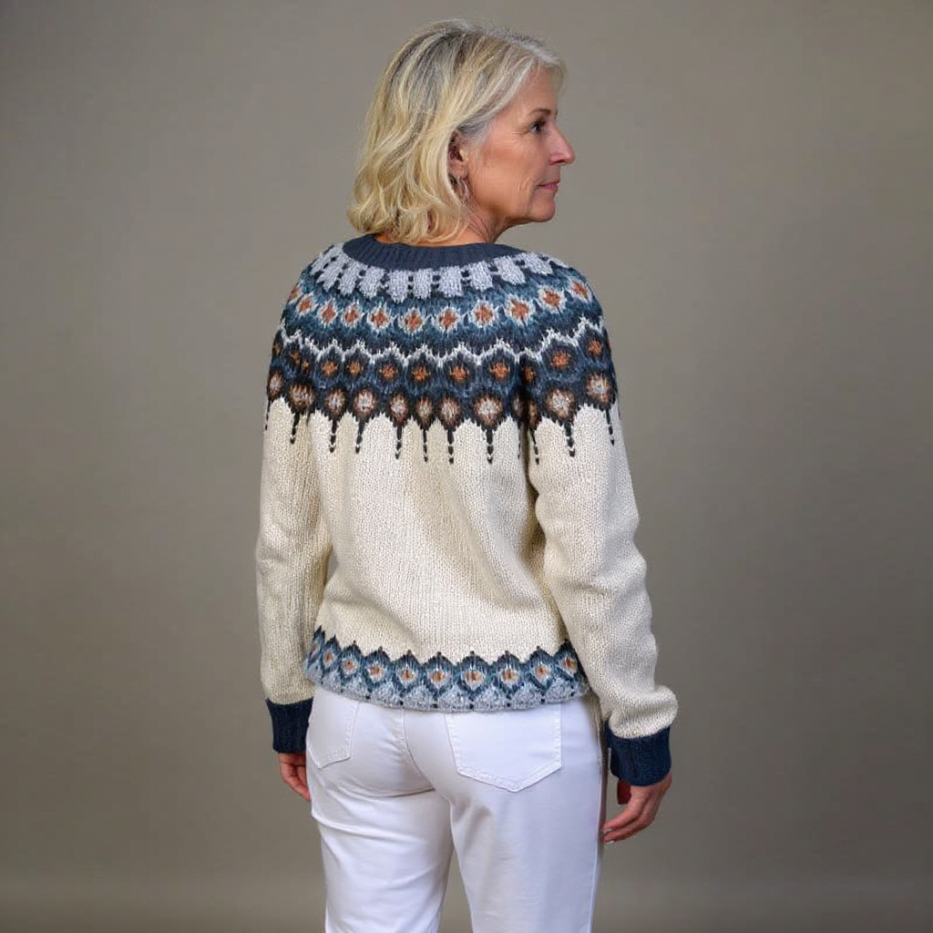 Anamartinezmadrid Lourdes | Cárdigan de Punto Folk con Canesú Estampado – photo 2