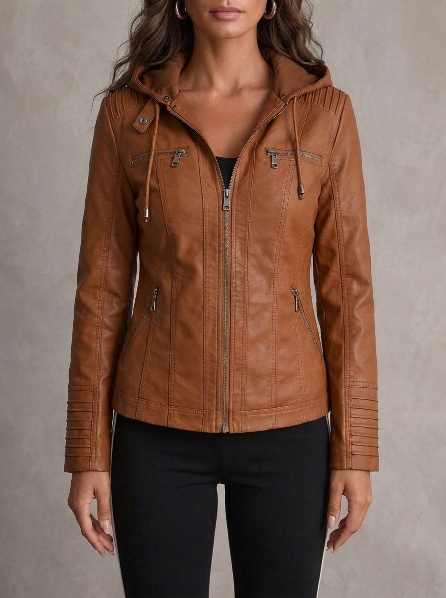 Silvana Vitali Macarena - Chaqueta de Piel Resistente y Elegante – Marrón Claro