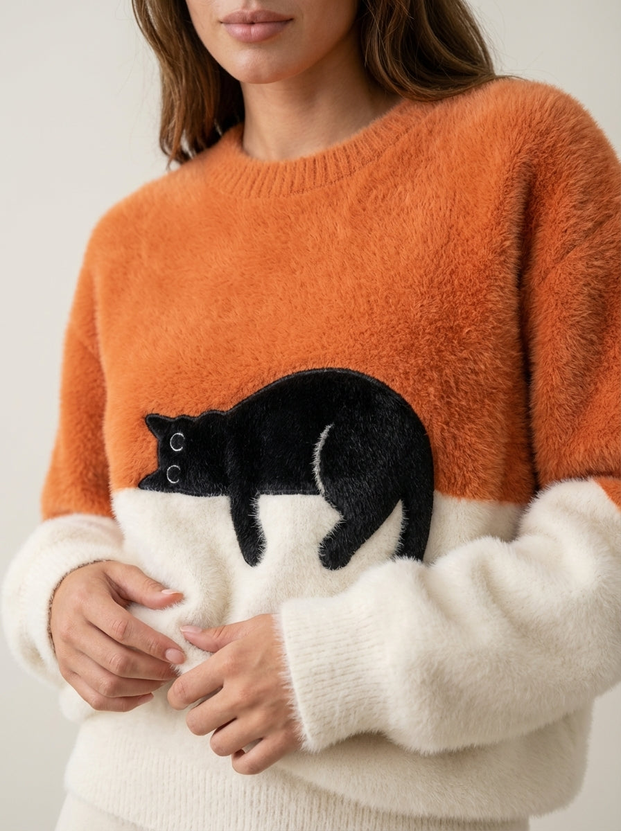 Vela Montesa Luna - Sudadera para Mujer con Gráfico de Gato – photo 5