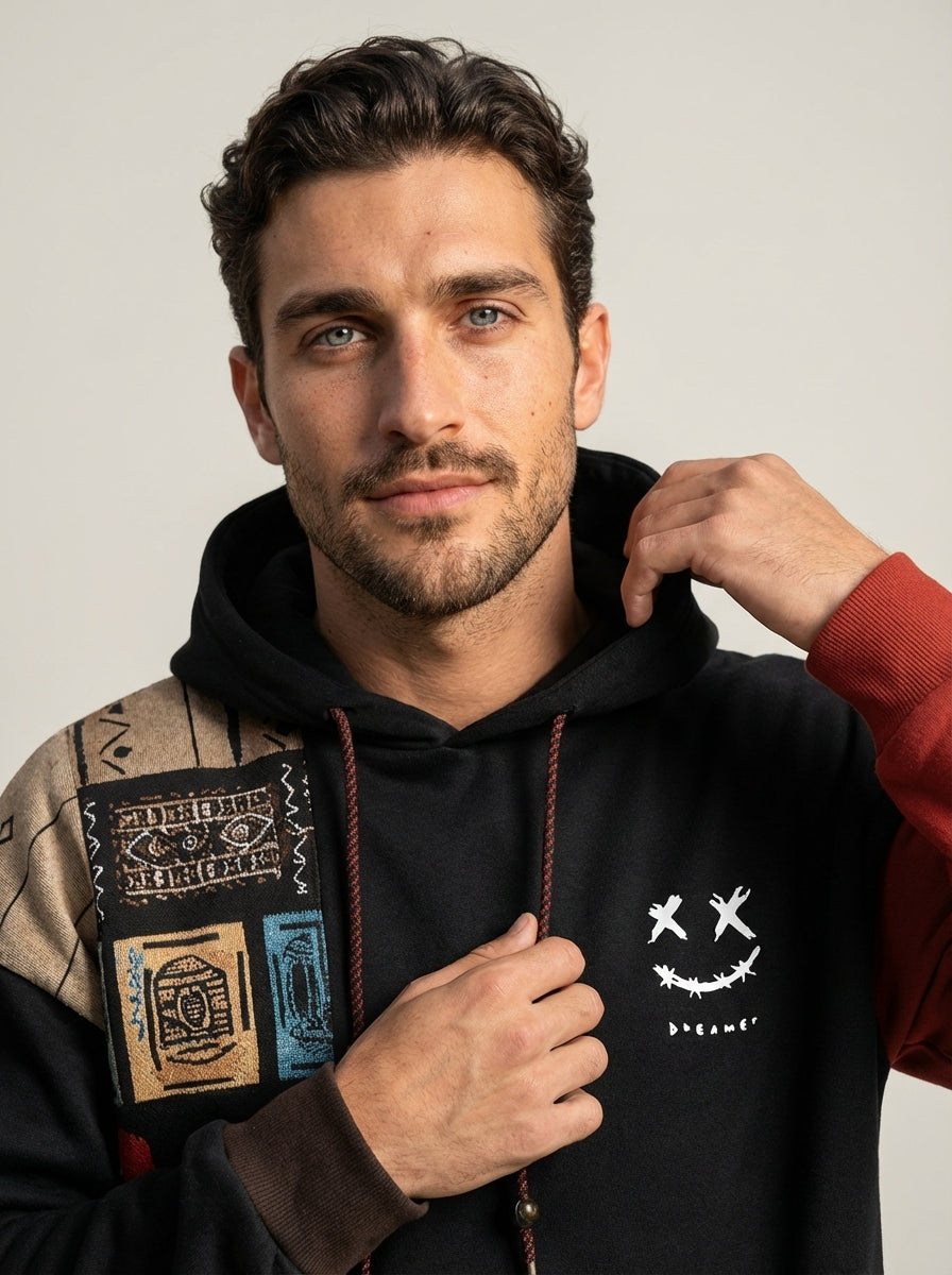León de Castilla Axel - Sudadera Urbana Patchwork con Capucha – photo 5
