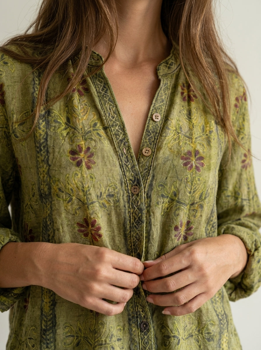 Medina Córdoba Brianna - Camisa Elegante Vintage con Estampado Floral – photo 5