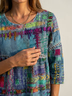 SANTORO Manuela - Vestido Denim con Patchwork Étnico – photo 2
