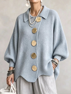Anamartinezmadrid Isadora | Cárdigan Oversize con Cuello y Botones Dorados – Azul Claro – photo 3