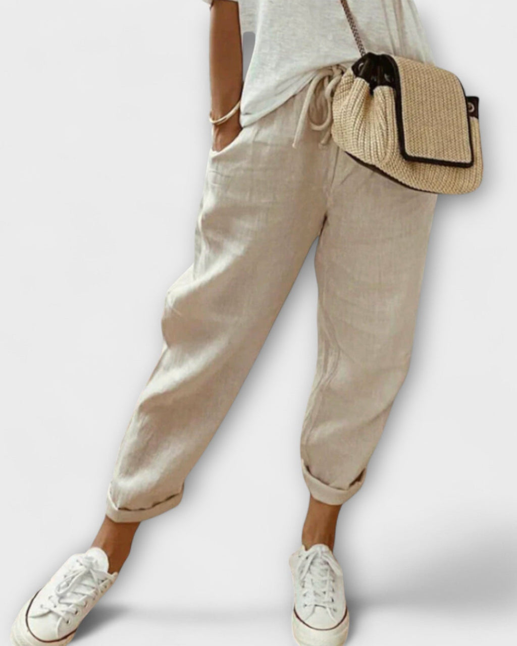 Marina Roca Luxe | Pantalones de Lino Elegantes – Beige – photo 2