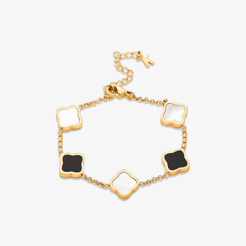 Marina Roca Pulsera trévol estilo Celine – Blanco y Negro – photo 11