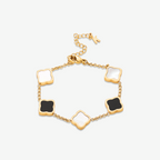 Marina Roca Pulsera trévol estilo Celine – Blanco y Negro – photo 11