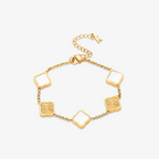 Marina Roca Pulsera trévol estilo Celine – Blanco y Dorado – photo 12