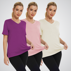 Anamartinezmadrid Selena | Pack de 3 Camisetas de Cuello Pico – Violeta Vintage / Rosa / Crudo – photo 8