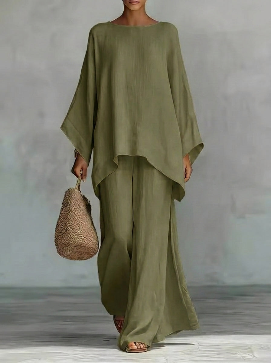 Helena Romero María - Conjunto de Lino Fresco y Elegante – Verde Oliva – photo 5
