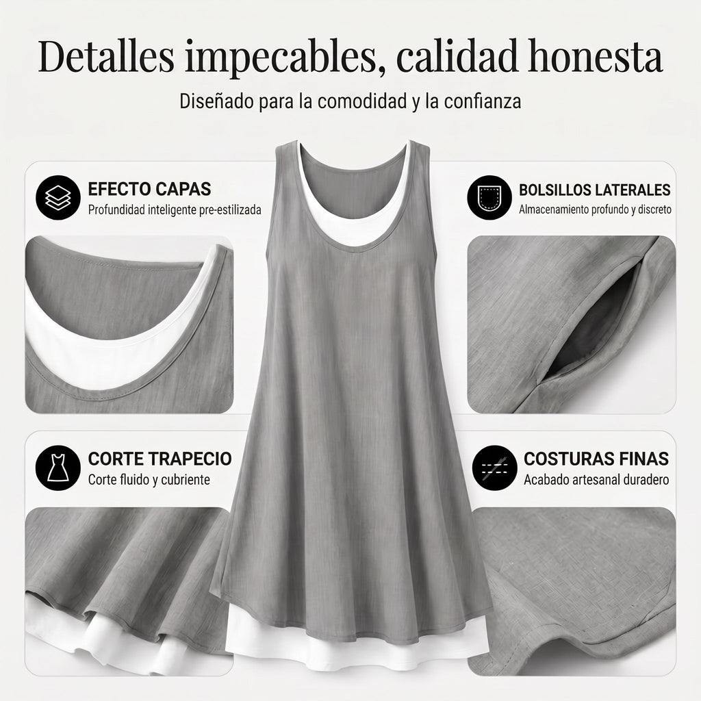 Nora | Vestido Dos Piezas de Tirantes, Corte Amplio y Cómodo - Carmen Teruel