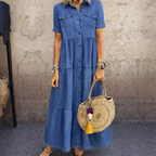 Anamartinezmadrid Elizabeth | Vestido Midi con Botones y Falda Escalonada – Azul – photo 2