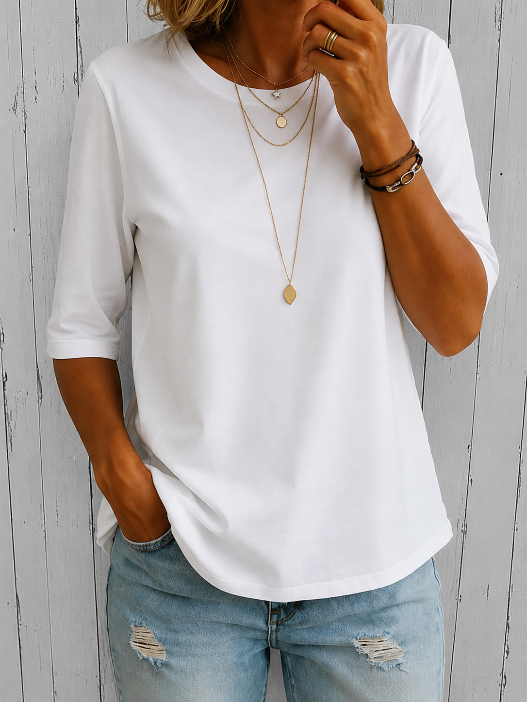 Anamartinezmadrid Cayetana | Camiseta de Media Manga y Corte Holgado – Blanco – photo 2