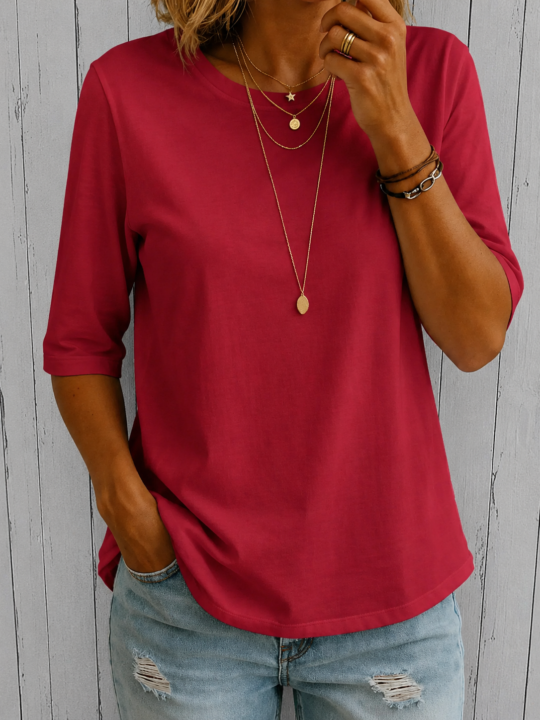 Anamartinezmadrid Cayetana | Camiseta de Media Manga y Corte Holgado – Rojo – photo 7