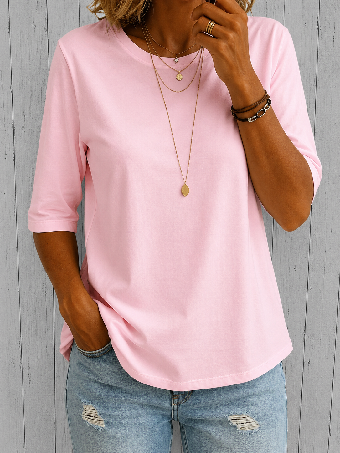 Anamartinezmadrid Cayetana | Camiseta de Media Manga y Corte Holgado – Rosa – photo 5