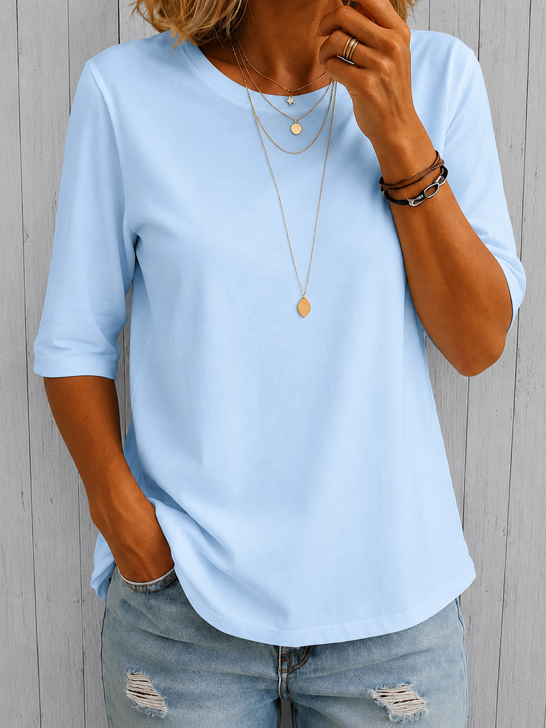 Anamartinezmadrid Cayetana | Camiseta de Media Manga y Corte Holgado – Azul – photo 3