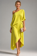 Anamartinezmadrid Camila | Vestido Asimétrico de Tirantes – Amarillo