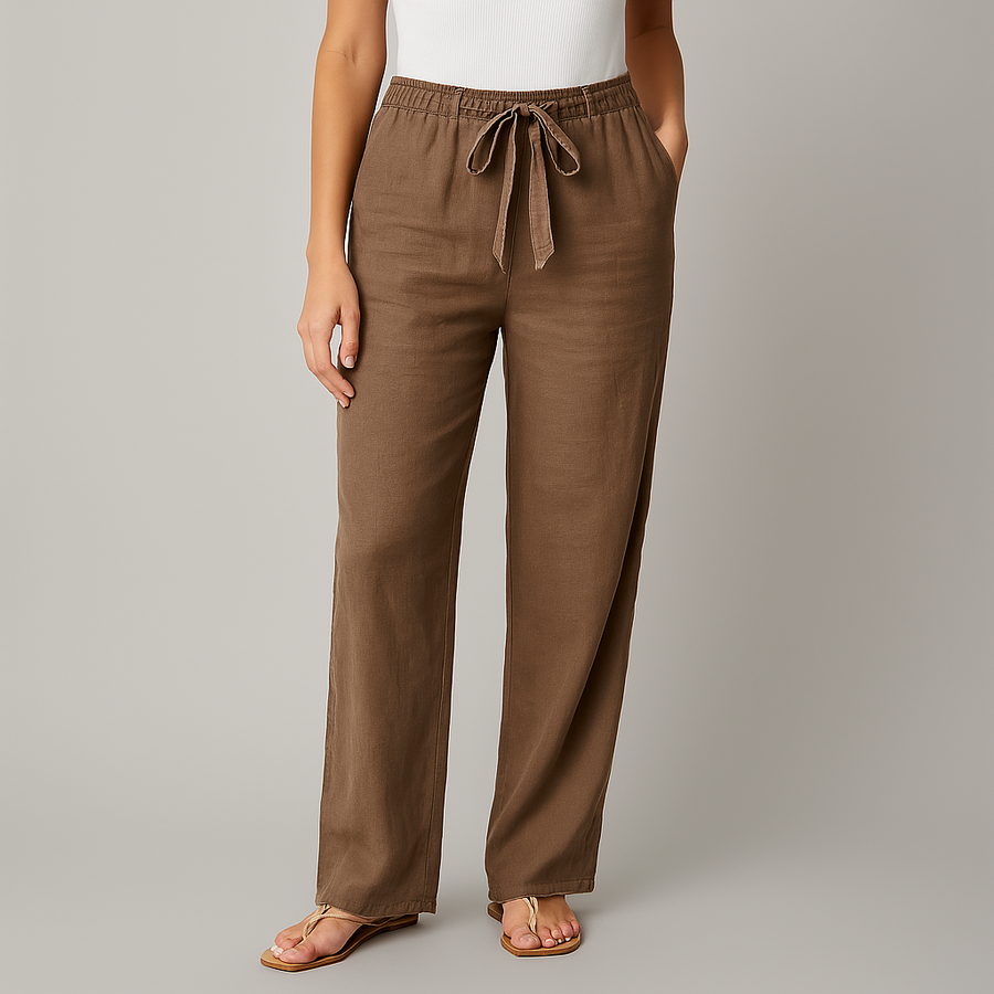 Marina Roca Brisa | Pantalones Elegantes de Lino – Marrón – photo 4