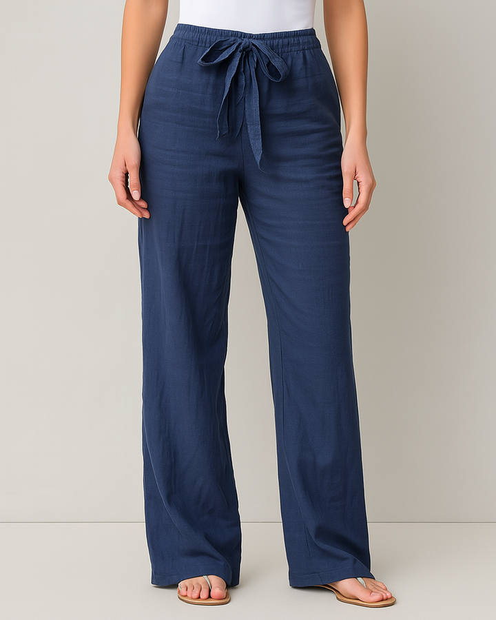 Marina Roca Brisa | Pantalones Elegantes de Lino – Azul Marino – photo 2