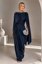 Anamartinezmadrid Meryl | Vestido Largo Plisado con Escote Barco – Azul – photo 3