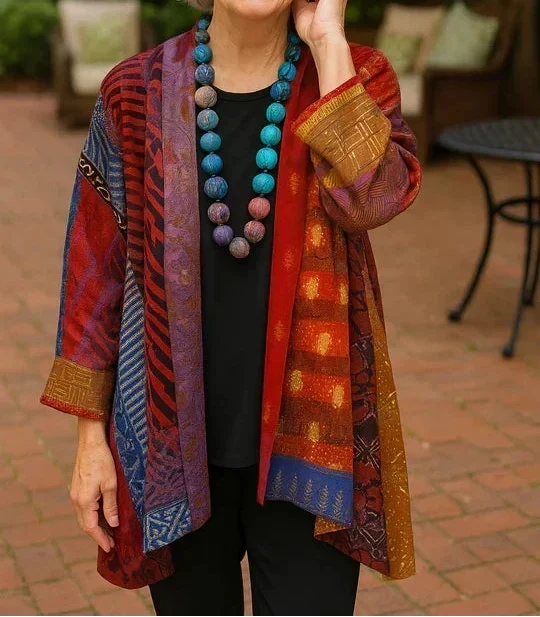 Anamartinezmadrid Ester | Cárdigan Abierto Fluido Estilo Kimono – Rojo – photo 5