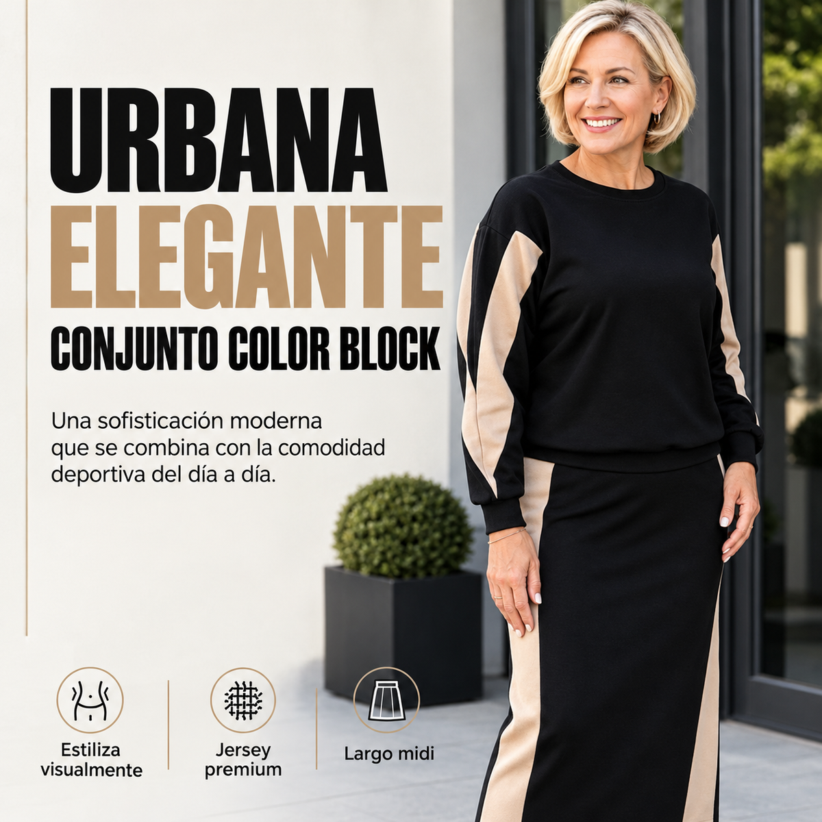 Anamartinezmadrid Mariana | Conjunto de Jersey y Falda Midi de Punto con Contraste – photo 2