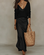 Anamartinezmadrid Anaïs | Vestido Midi Satinado Elegante Mujer – Negro – photo 3