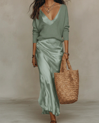 Anamartinezmadrid Anaïs | Vestido Midi Satinado Elegante Mujer – Azul – photo 11