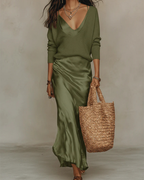 Anamartinezmadrid Anaïs | Vestido Midi Satinado Elegante Mujer – Verde Oscuro – photo 8