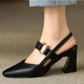 Anamartinezmadrid Consuelo | Zapatos Destalonados de Tacón Bajo con Plantilla Acolchada – Negro
