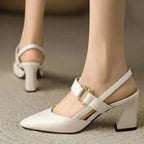 Anamartinezmadrid Consuelo | Zapatos Destalonados de Tacón Bajo con Plantilla Acolchada – Beige – photo 9