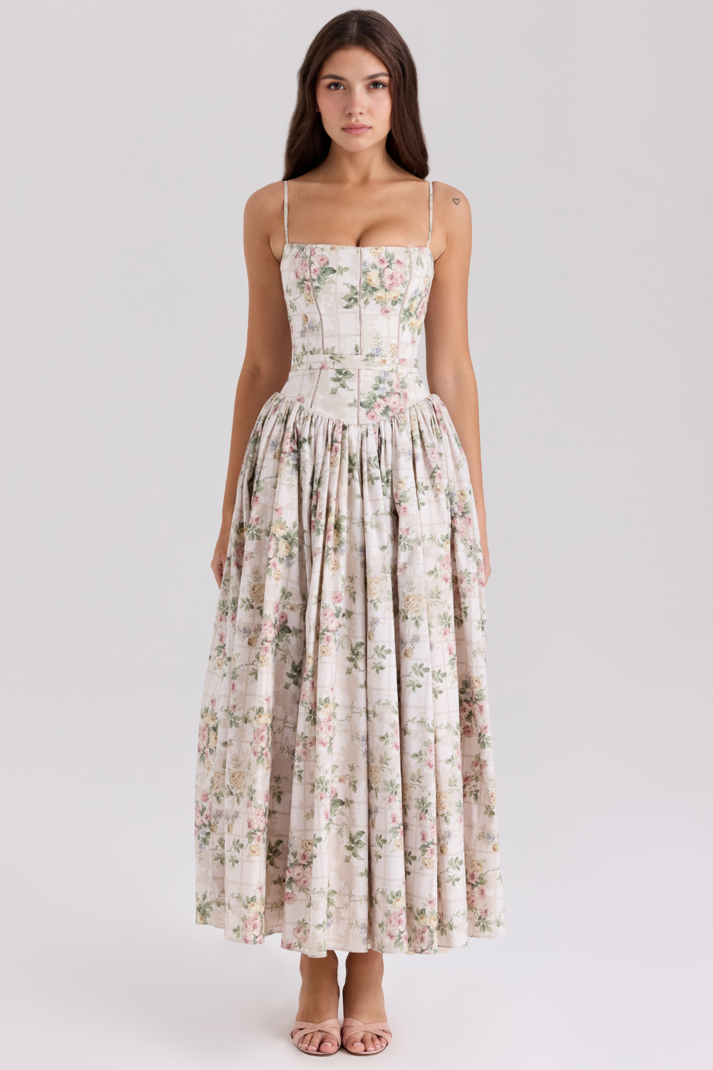 Marina Roca Estrella | Vestido midi floral – Beige Floral – photo 9