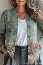 Anamartinezmadrid Petronila | Cárdigan de Punto Patchwork de Flores – Verde – photo 2