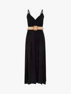 Marina Roca Elena | Vestido largo liso con pecho de encaje – Negro – photo 9